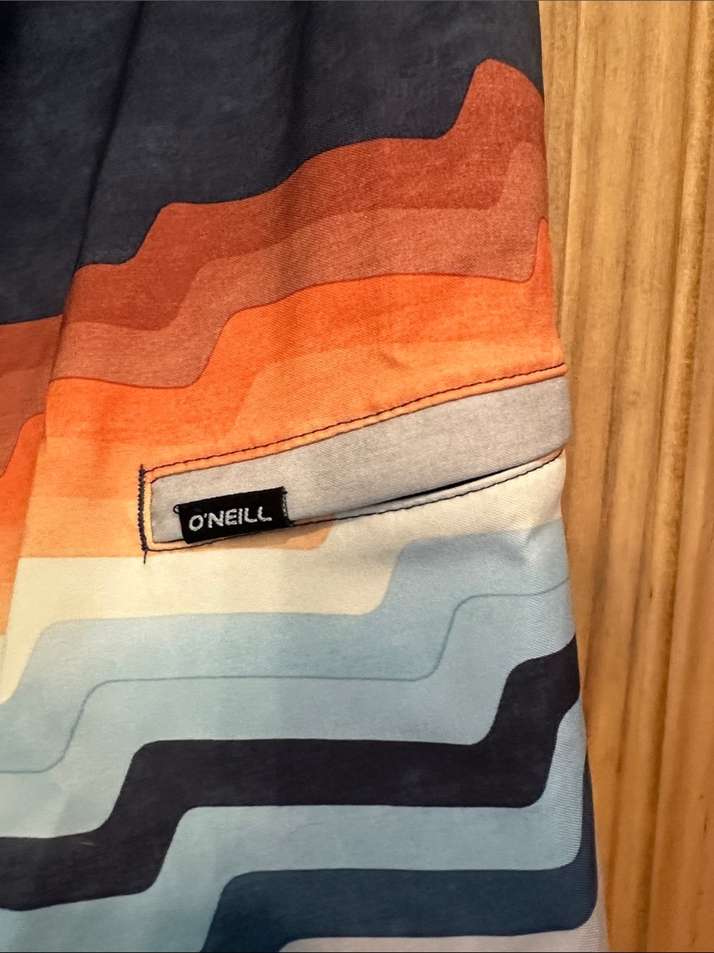 O'Neill Navy, Orange & Light Blue Wave-Stripe Board Shorts - Picture 4 of 5